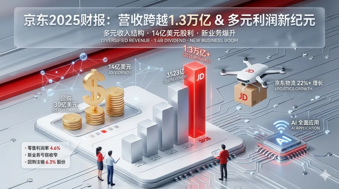 营收跨越1.3万亿大关:京东2025年财报里的“攻”与“守”